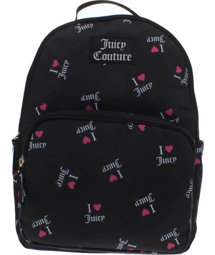 Juicy Couture, Mochila Grande Negra Con Estampado