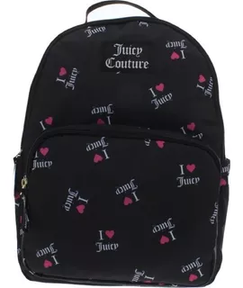 Juicy Couture, Mochila Grande Negra Con Estampado