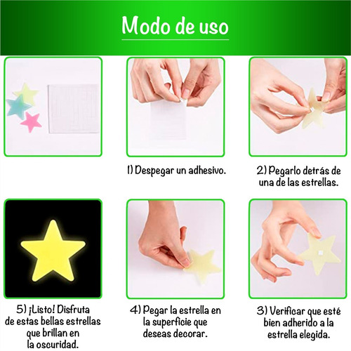 Imagen 4 de 10 de Estrellas Fluorescentes X100 Brillo En La Oscuridad.