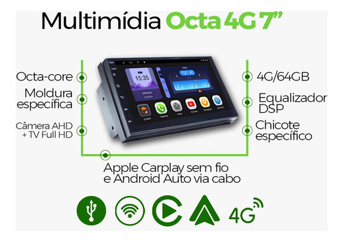 Multimídia Fiat Punto Linea 2016 2017 2018 2019 V2 Octa 4g 7