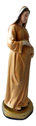 Nossa Senhora Grávida 21cm Gesso/pintado Com Óleo Especial Coral