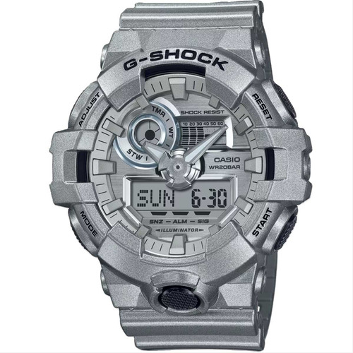 Correa de reloj Casio G-shock Forgotten Future GA-700FF-8adr, color plateado y bisel plateado, color de fondo plateado