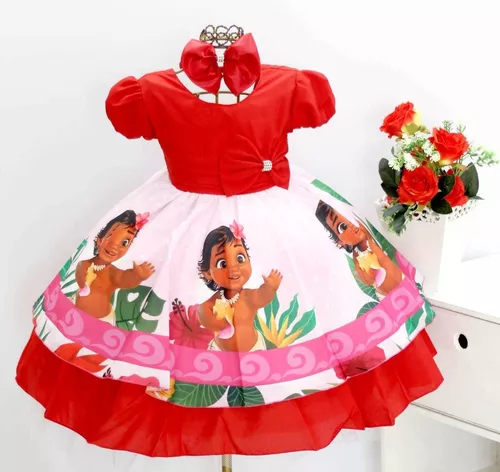 Vestido Infantil Moana Baby 1 2 4 6 Anos