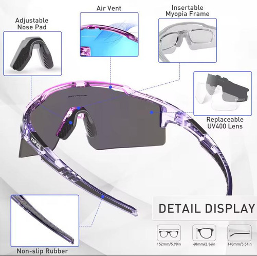 Lentes Polarizados Uv400 Mtb Bike Ciclismo Kapvoe Challenge Aqua Blue Splash Bikers Runners