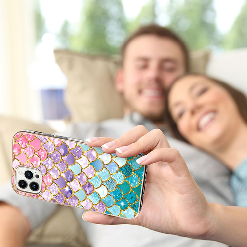 Funda Para Teléfono Motorola Series Sparkling Imd, Compatible Con Carga Inalámbrica, Básculas De Colores O Patrón De Básculas Rosas