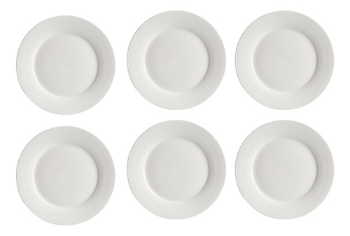 Platos Playos Kit X6 Porcelana Postre Entrada Blanco 18 Cm