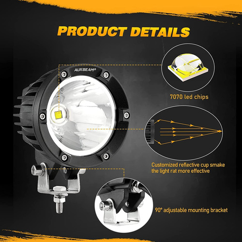 Ronda De Luces Led Auxbeam, De 4'', 72w, 9000 Lm, Blancas