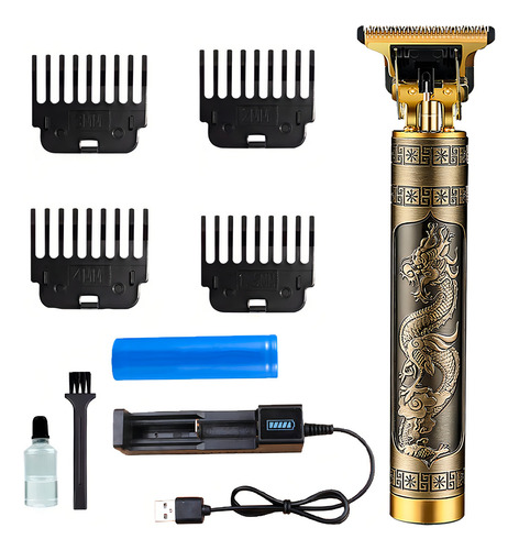 Maquina Acabamento Recarregável Detalhe Cabelo Barba Sem Fio Cor Dourado