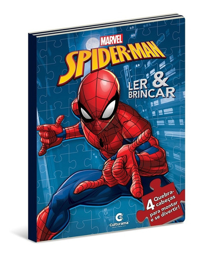 Livro Quebra Cabeça 4puzzle Infantil Spider Man Homem Aranha