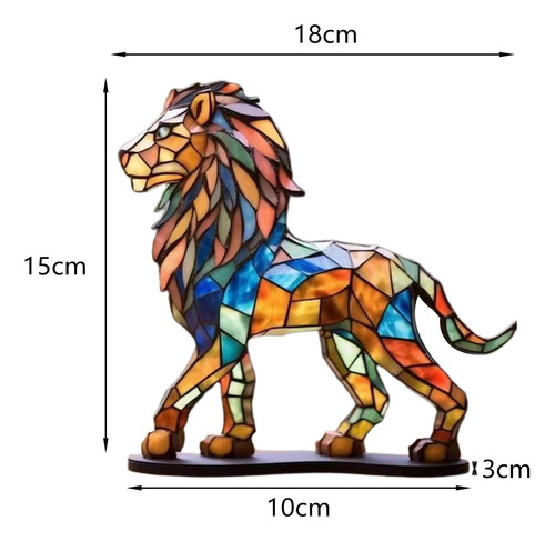 Estatua De Arte De Metal Con Figuritas Coloridas León