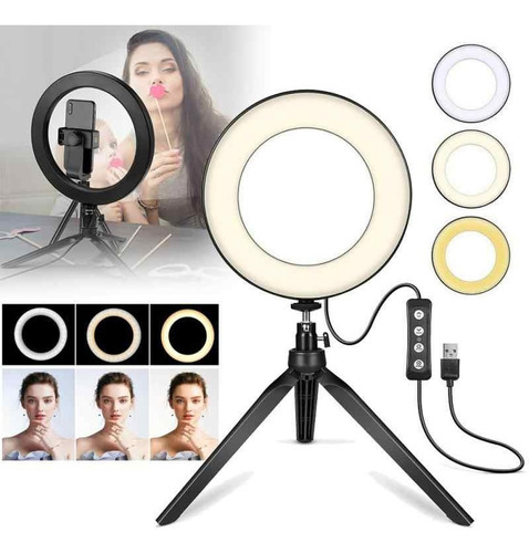 Imagen 4 de 6 de Aro Selfie Led 10 Pulgadas, Maquillaje,youtuber,tik Tok