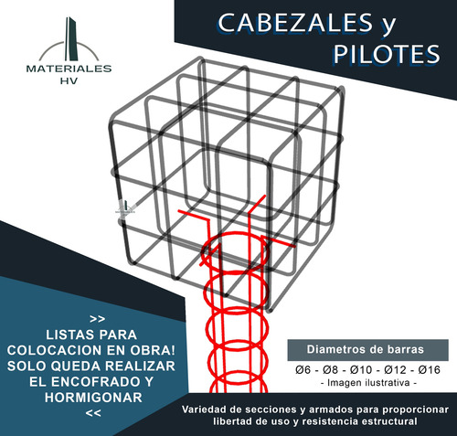 Cabezal Y Pilote Fundación Cuadrado Armadura Ø10 Longitud 3m