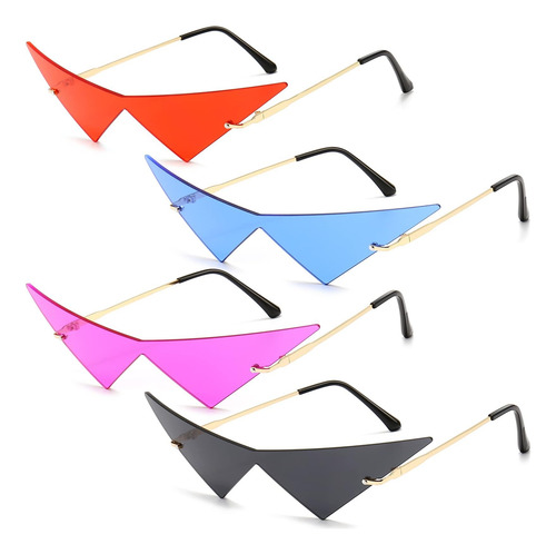 4 Pares De Gafas De Sol Triangulares Sin Marco, Gafas De Sol
