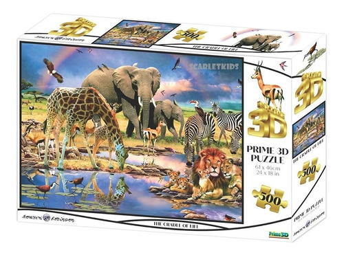 Puzzle Rompecabezas 3d 500 Piezas Animales De La Selva Prime