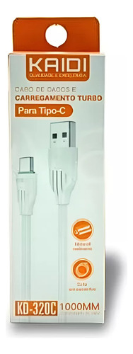 Cabo De Dados E Carregamento Turbo Resistente Usb Tipo C Cor Branco