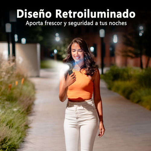 Ventilador De Mano 3 Modos Con Luz Recargable Hogar Viaje