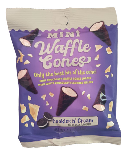 Mini Conos De Galleta De Waffle Rellenos Cookies & Cream 48g