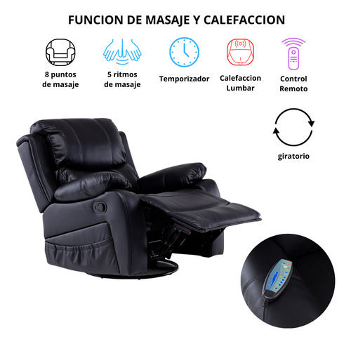 Bergere Reclinable Vys Pro, Masaje + Mecedora + Calefaccion