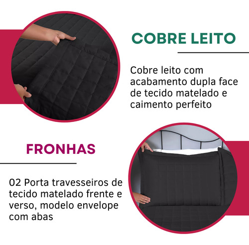 Cobre Leito Queen Padrão Matelado 3 Peças Dupla Face 400 Fios Toque Macio E Suave Confortável Preto