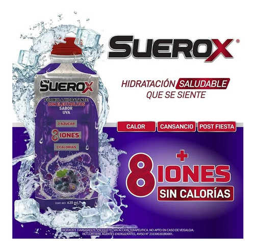 Bebida Rehidratante Suerox Uva 18 Pzs De 630 Ml C/u