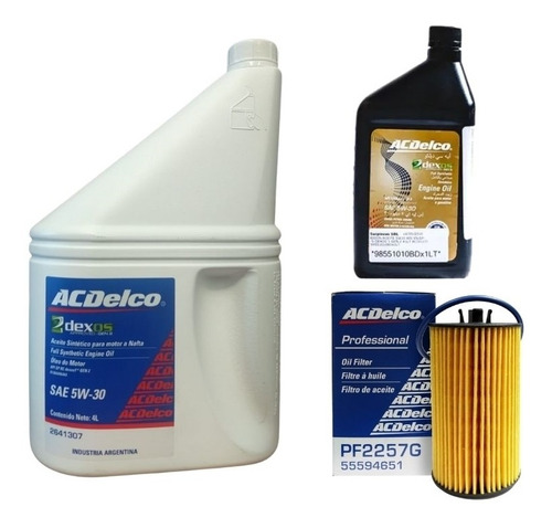 Filtro Aceite Chevrolet Cruze 1.8 + Aceite Sintetico Acdelco