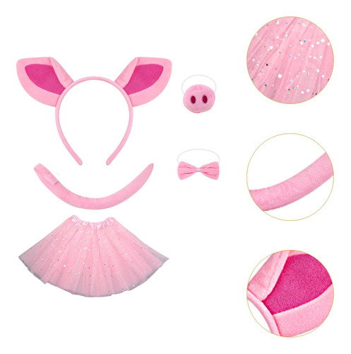 Conjunto De Disfraz De Cerdo, Decoración, Diadema, Nariz,