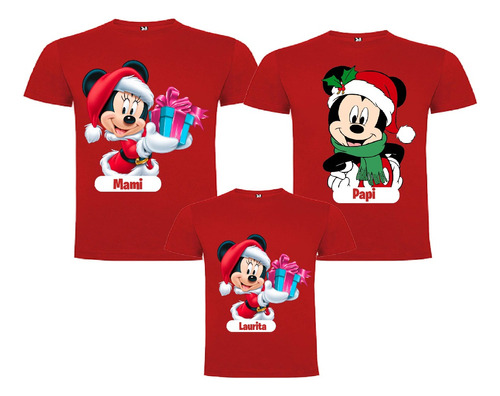 Set Familiar Poleras Navidad Personalizadas Mickey Minnie 2