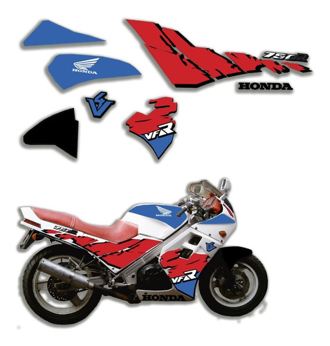 Kit Adesivos Honda 750 Vfr 1991 Vermelho/azul