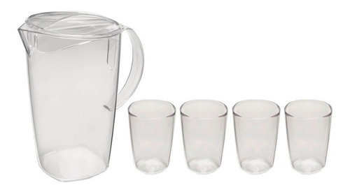 Imagem 2 de 3 de Conjunto Com 1 Jarra 2 Litros E 4 Copos 600ml Mastiplast Loi