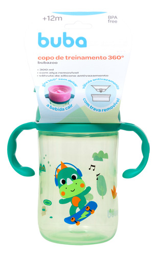 Copo De Treinamento 360 Com Alça E Tampa Bubazoo Dino - Buba