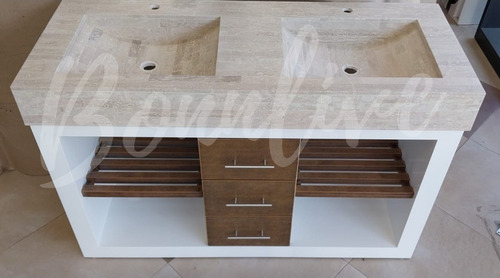 Imagen 3 de 9 de Mueble Vanitory 130x50 Laqueado Doble Bacha Cajon Deck Baño