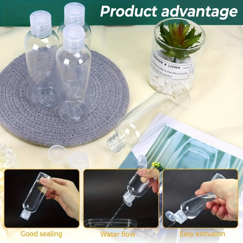 Envase Vacio Plastico Pequeño Gel Crema 60 Ml Tapa Flip X 30 Transparente Tapa Gel