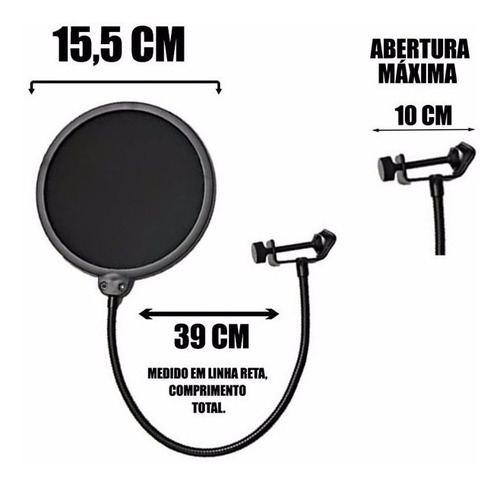 Imagem 2 de 5 de Kit 2 Pop Filter Tela Anti Sopro P/ Microfone Haste Flexível