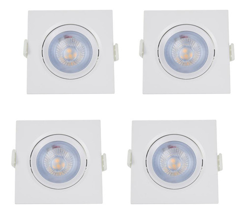 Kit 4 Unidades Kit Spots de Embutir LED 3W Quadrada Branca 127/220V Inspire