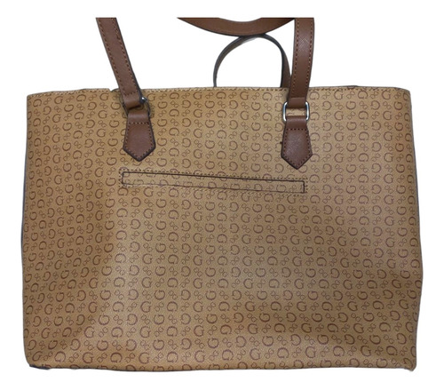 Totebag Guess Café Claro 100% Original Marrón Claro Liso Níquel Marrón