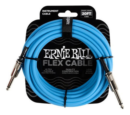 Cable De Plug 6.3mm Macho/macho Ernie Ball 6.10 Mts., Azul
