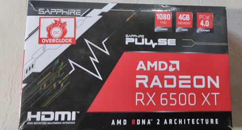Sapphire Pulse Rx 6500 Xt Oc 4gb Gddr6 Tarjeta Gráfica Usada