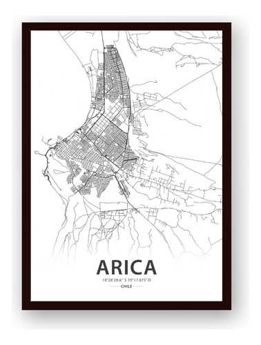 Cuadro Mapa Ciudad Personalizado Poster Impreso Con Marco