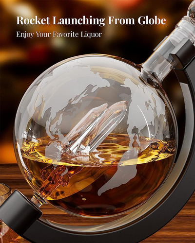 Kollea 30.4 Oz Globe Whiskey Decanter Set With 7 Color Rg...