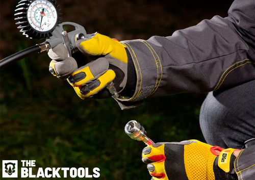 Calibrador E Inflador De Pneus Pneumático Com Manômetro 1/4 Npt 16bar 220 Libras Btbp1000 The Black Tools + 2 Mangueiras Espirais 5M