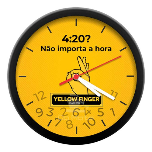 Relógio Yellow Finger Não Importa A Hora - Relógio De Parede