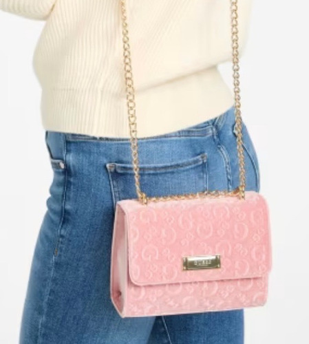 Bolsa Guess Dx24541 Crossbody Rosa Con Asas Doradas Rosa Dorado