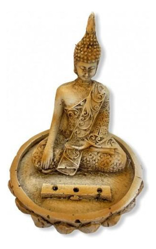 Incensário Buda Tibetano Patinado Meditando Na Flor Lotus 11