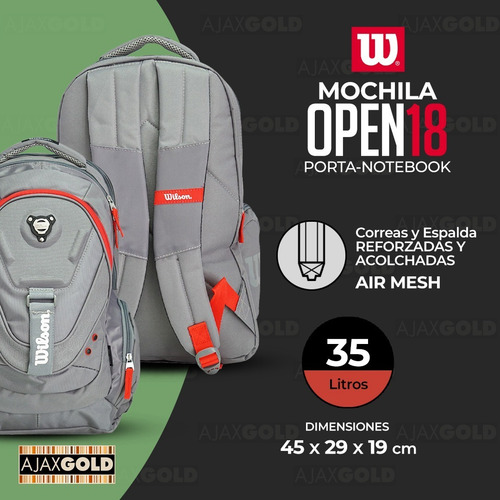 Imagen 5 de 9 de Mochila Wilson Original Reforzada Deportes Gym Urbana Color