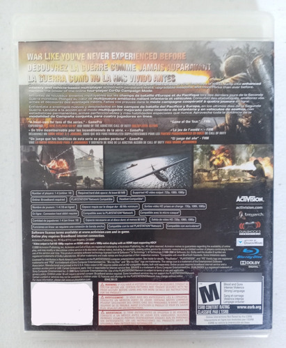 Call Of Duty:world At War Formato Fisico Original Ps3 (Usado)