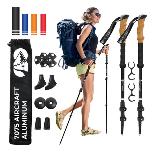 Hiker Hunger Aluminum Hiking Poles Collapsible Lightweight,