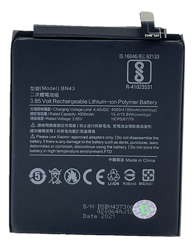 Ba-teria Bn43 Compativel Com Xiaomi Redmi Note 4 / Note 4x