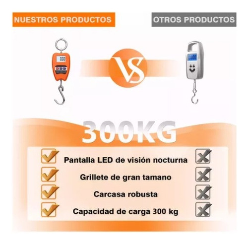 Lcd Báscula Industrial Digital Colgante 200kg, Kg /lb/ N Naranja Oscuro