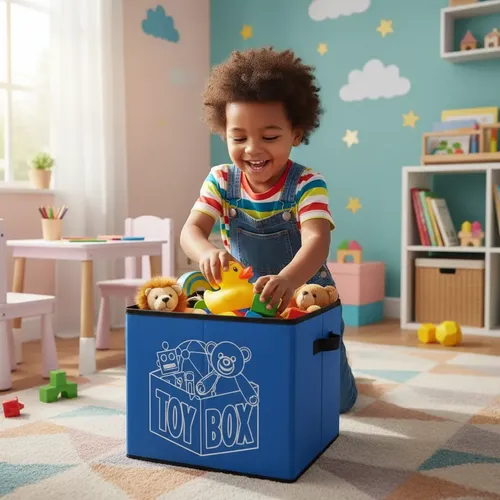 Cesto Organizador De Brinquedos Com Tampa Reforçado Toy Box