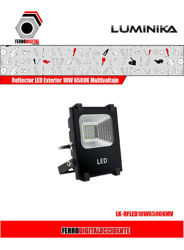 Imagen 2 de 4 de Reflector Led Exterior 10w 6500k Multivoltaje Luminika